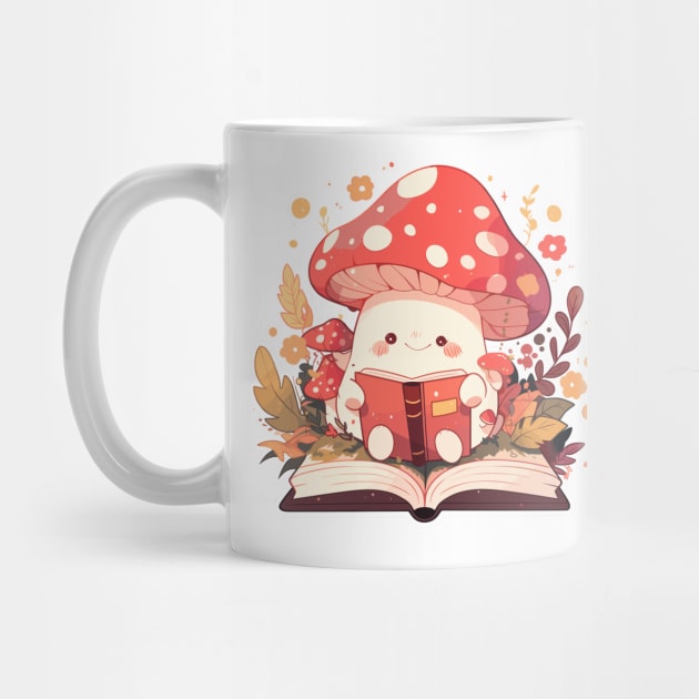 Cute Bookish Mushroom by Retroprints